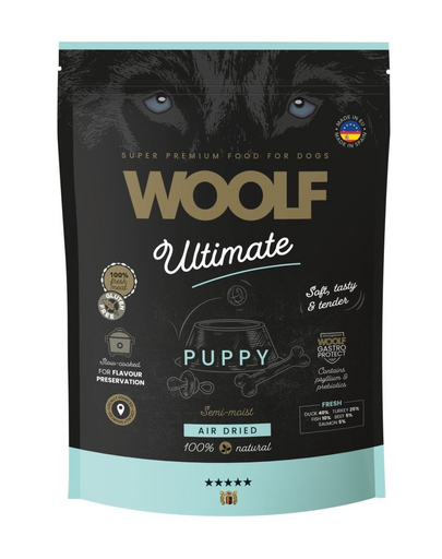 WOOLF Ultimate Soft Puppy 1 kg gabonamentes, félig nedves táplálék kacsával és pulykával kölyökkutyák számára