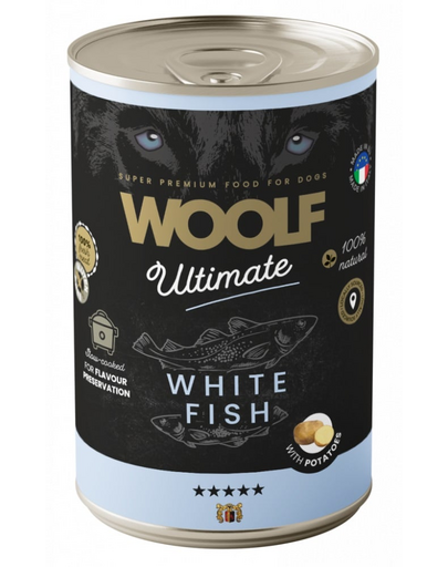 WOOLF Ultimate Adult Dog White Fish and Potatoes 400g nedves kutyaeledel fehér hallal és burgonyával