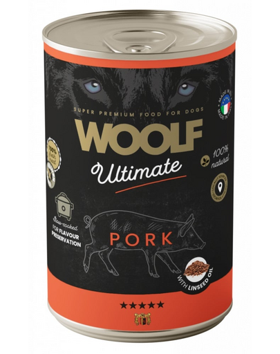 WOOLF Ultimate Adult Dog Pork and Linseed Oil 400g nedves kutyaeledel sertéshússal és lenmagolajjal