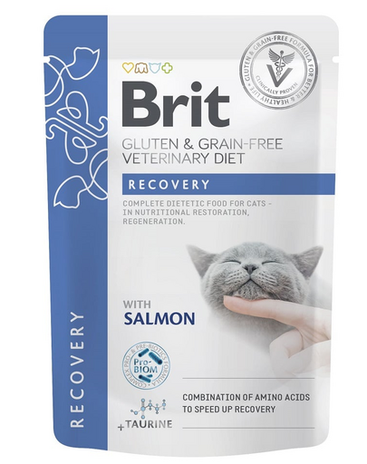 BRIT Veterinary Diet Grain Free Recovery Cat Fillets in Gravy Salmon 12x85g macskák számára felépülési időszakban