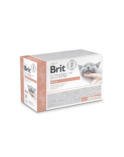 BRIT Veterinary Diet Grain Free Renal Cat Fillets in Gravy Salmon 12x85g macskák számára a vesefunkciók támogatására