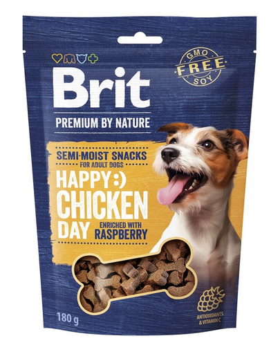 BRIT Premium by Nature Semi-moist Snack Chicken and Raspberry 180g félig nedves jutalomfalat kutyáknak csirkével és málnával
