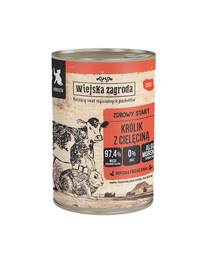 WIEJSKA ZAGRODA Nyúl borjúhússal nedves kaja kiscicák számára 400 g