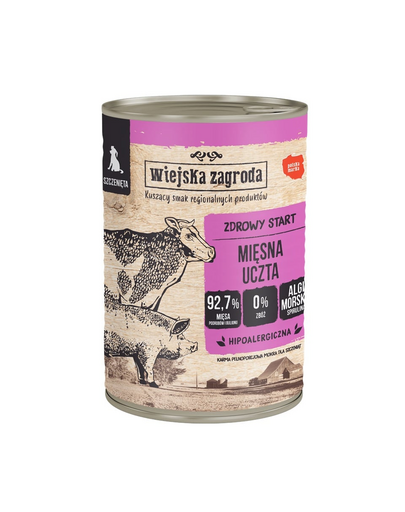 WIEJSKA ZAGRODA Húsos lakoma nedves táplálék kölyökkutyák számára 400 g