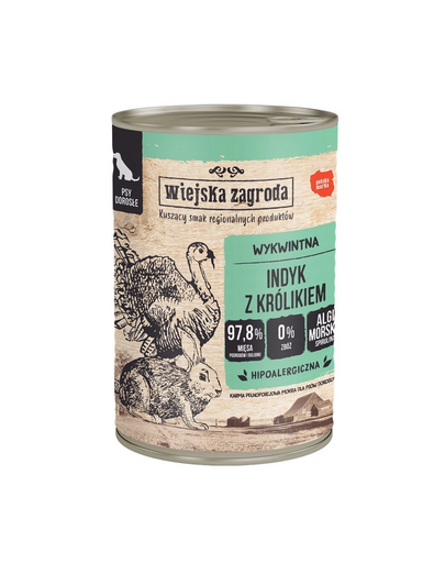 WIEJSKA ZAGRODA Pulyka nyúllal nedves kutyatáp 400 g