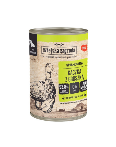 WIEJSKA ZAGRODA Kacsa körtével nedves kutyatáp 400 g