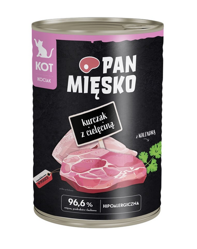PAN MIĘSKO Csirke borjúhússal nedves kaja kölyökkutyáknak 400 g