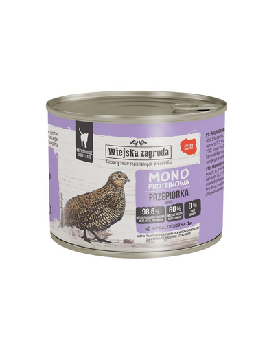 WIEJSKA ZAGRODA Monobiałkowa Fürjefasírtott nedves macskaeledel 200 g