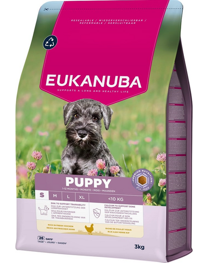 EUKANUBA Puppy Small Breeds Chicken 3 kg száraz kutyatáp kiskutyák számára, gazdag friss csirkében