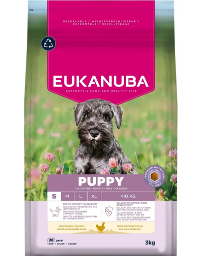 EUKANUBA Puppy Small Breeds Chicken 3 kg száraz kutyatáp kiskutyák számára, gazdag friss csirkében