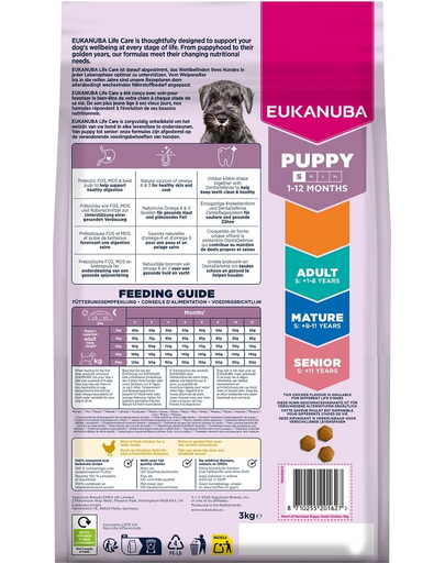 EUKANUBA Puppy Small Breeds Chicken 3 kg száraz kutyatáp kiskutyák számára, gazdag friss csirkében
