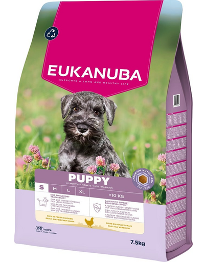 EUKANUBA Puppy Small Breeds Chicken 7,5 kg száraz táp kiskutyák számára kis fajtákhoz friss csirkével gazdagítva