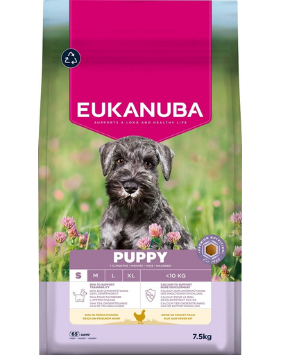 EUKANUBA Puppy Small Breeds Chicken 7,5 kg száraz táp kiskutyák számára kis fajtákhoz friss csirkével gazdagítva