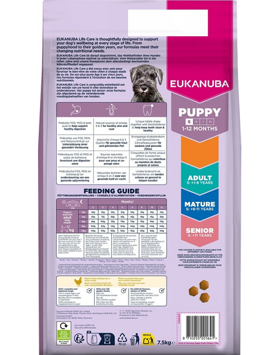 EUKANUBA Puppy Small Breeds Chicken 7,5 kg száraz táp kiskutyák számára kis fajtákhoz friss csirkével gazdagítva