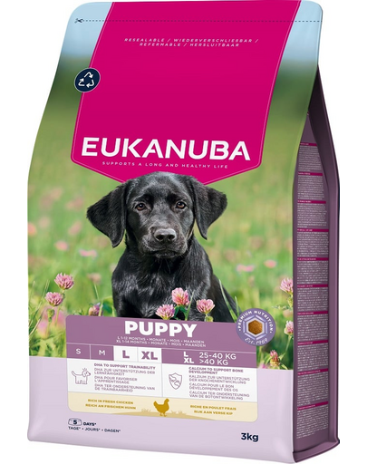 EUKANUBA Puppy Large Breeds Chicken 3 kg száraz táp nagytestű kölyökkutyák számára friss csirkehússal