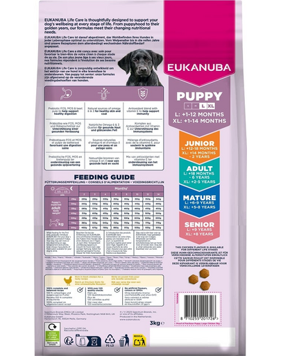 EUKANUBA Puppy Large Breeds Chicken 3 kg száraz táp nagytestű kölyökkutyák számára friss csirkehússal
