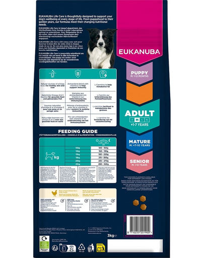 Adult MediumEUKANUBA Adult Medium Breeds Chicken 3 kg száraz kutyatáp közepes fajtájú kutyáknak friss csirkével Breeds Chicken 3 kg sucha karma dla psów średnich ras bogata w świeżego kurczaka