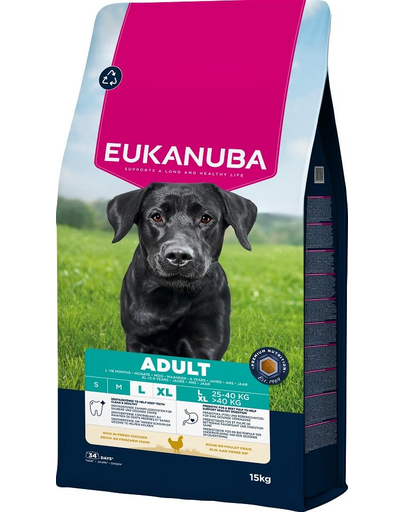 EUKANUBA Adult Large Breeds Chicken 15 kg száraz kutyatáp nagytestű kutyák számára friss csirkével
