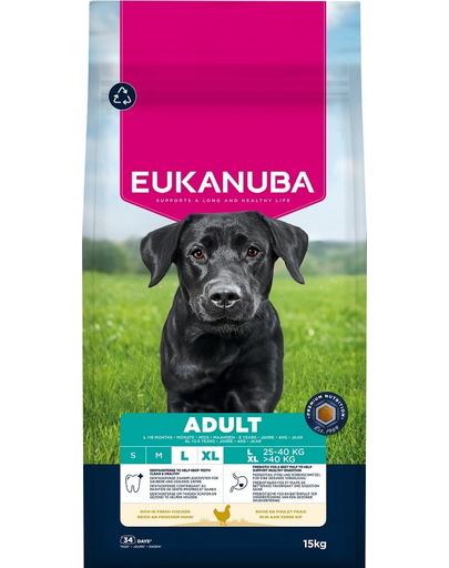 EUKANUBA Adult Large Breeds Chicken 15 kg száraz kutyatáp nagytestű kutyák számára friss csirkével