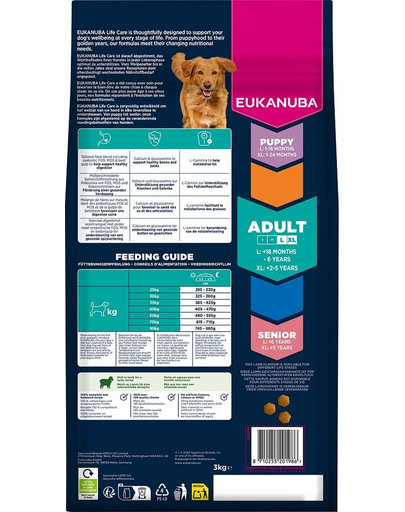 EUKANUBA Adult Large Breeds Lamb Rice 3 kg száraz kutyatáp nagytestű kutyáknak, gazdag bárányhúsban és rizsben
