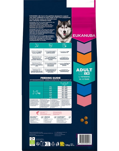 EUKANUBA Adult Large Breeds Salmon Barlej 12 kg száraz kutyatáp nagytestű kutyák számára, gazdag lazacban és árpában