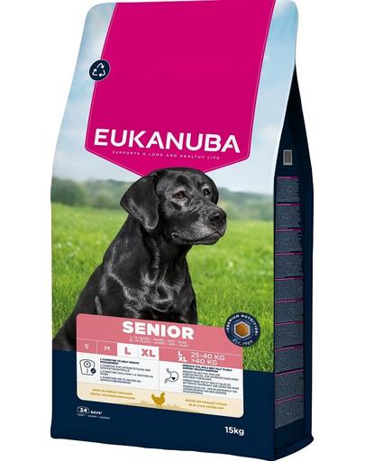 EUKANUBA Senior Large Breeds Chicken 15 kg száraz táp idősebb nagytestű kutyák számára friss csirkével
