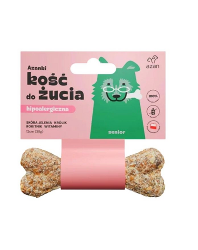 Kość ze skóry jelenia dla starszego psa Senior 12cm