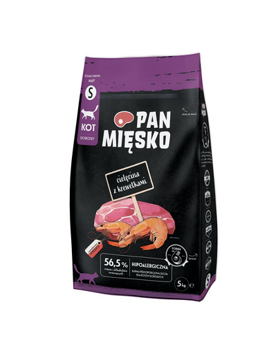 PAN MIĘSKO Borjúhús garnélával macskáknak S 5 kg