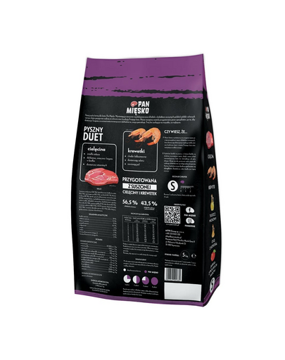 Cielęcina z krewetkami dla kotów chrupki S 5 kg