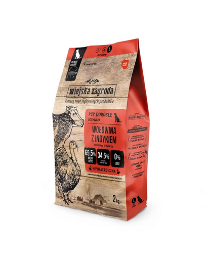 WIEJSKA ZAGRODA Marhahús pulykával kutyáknak, L 2 kg