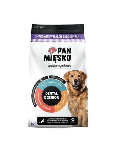 PAN MIĘSKO Speciális igények Dental and Senior kutyák felnőtteknek és időseknek M 3 kg