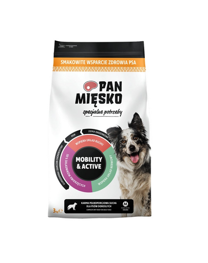 PAN MIĘSKO Speciális igények – Mobility and Active kutyáknak, száraz táp (M) 3 kg
