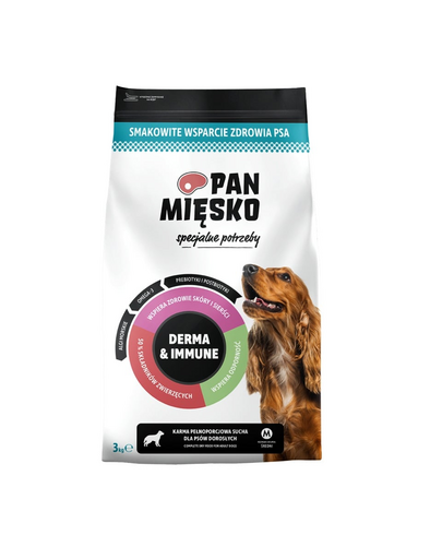 PAN MIĘSKO Speciális igények – Derma and Immune kutyáknak, száraz táp (M) 3 kg