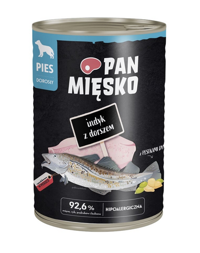 PAN MIĘSKO Pulyka tőkehalas nedves kutyatáp 400 g