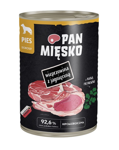 PAN MIĘSKO Sertés bárányhússal nedves kutyatáp 400 g