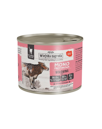 WIEJSKA ZAGRODA Monoprotein Marhahús nedves macskaeledel 200 g