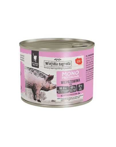 WIEJSKA ZAGRODA Monoprotein Sertés nedves eledel macskáknak 200 g