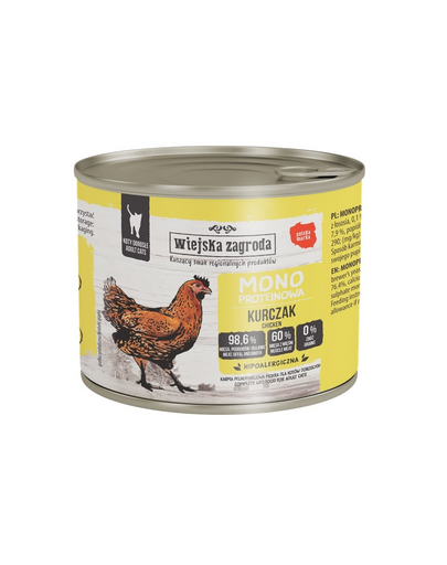 WIEJSKA ZAGRODA Monoprotein Csirke nedves macskaeledel 200 g