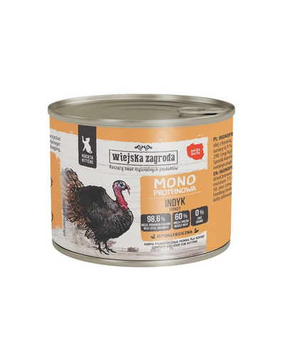 WIEJSKA ZAGRODA Monoprotein Törökország nedves macskaeledel kölyöknek 200 g