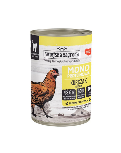 WIEJSKA ZAGRODA Monobiałkowa Kurczak nedves macskaeledel 400 g