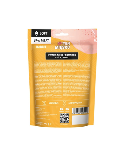 PAN MIĘSKO Négyszögek Nyúl kutyaeledel 100 g