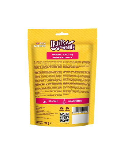PAN MIÉSKO Fruits and Veggies Banan kacsával kutyakeksz 100 g