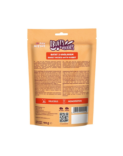 PAN MIĘSKO Fruits and Veggies Batat nyúllal kutyakeksz 100 g