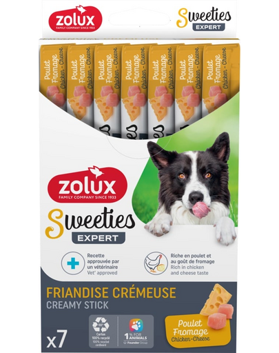 ZOLUX krémes jutalomfalat kutyáknak SWEETIES csirkével és sajttal 7x14g