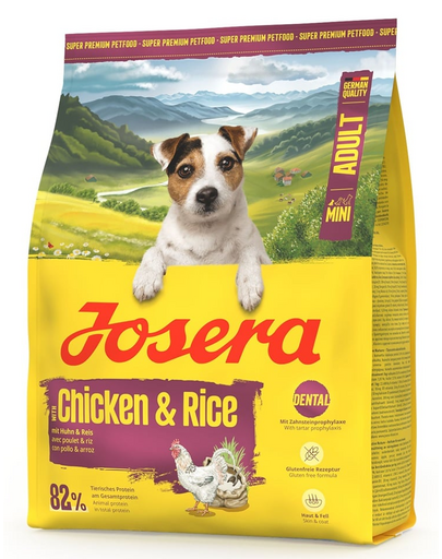JOSERA Mini Adult Chicken and Rice 900g gluténmentes táplálék kisméretű kutyák számára