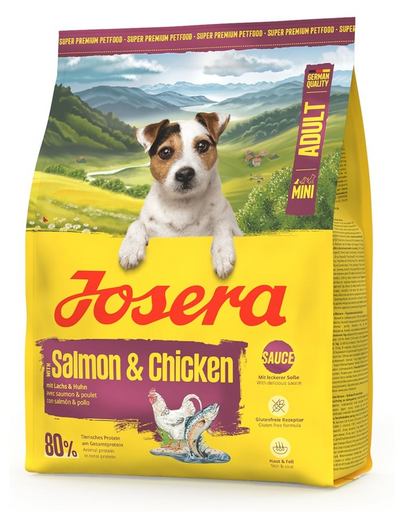 JOSERA Mini Adult Salmon and Chicken 900g gluténmentes eledel kis testű kutyáknak szószban