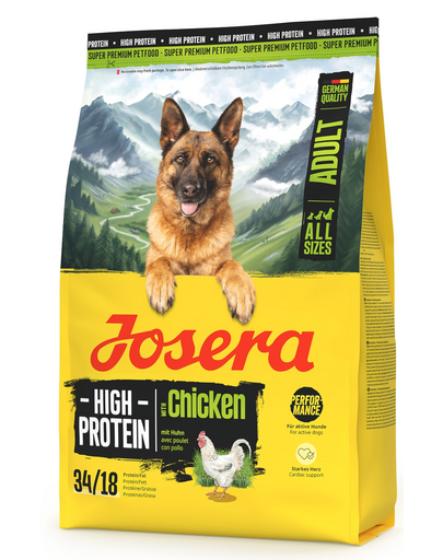 JOSERA High Protein Adult Chicken 3kg magasan energikus kutyatáp sportos kutyák számára