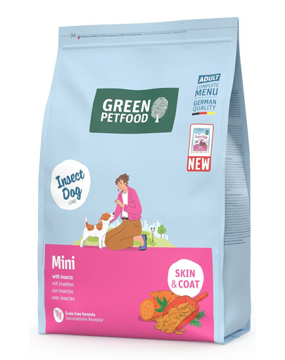 GREEN PETFOOD InsectDog Mini 3kg gabonamentes rovarfehérjével készült eledel kisméretű kutyák számára