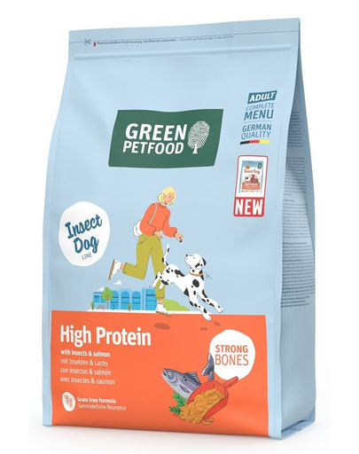 GREEN PETFOOD InsectDog with Salmon High Protein 3kg rovarfehérjével és lazaccal aktív kutyák számára