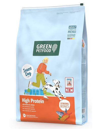 GREEN PETFOOD InsectDog with Salmon High Protein 7,5kg rovarfehérjével és lazaccal aktív kutyák számára